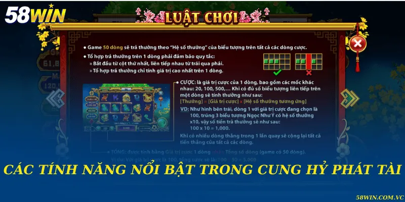 Các tính năng nổi bật trong cung hỷ phát tài