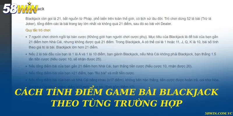 Cách tính điểm game bài blackjack theo từng trường hợp